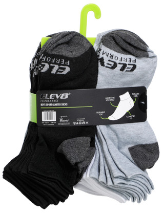 Thumbnail 2: Elev 8 Boys 20 Pk Sport Quarter Socks Set 