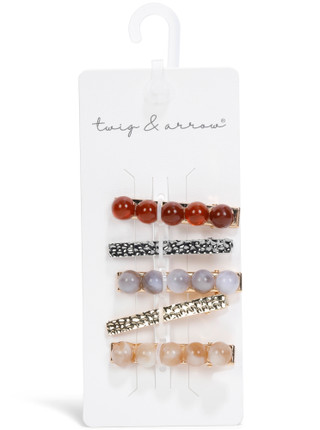 Thumbnail 1: TWIG & ARROW 5 Pk Bead Hair Clips  
