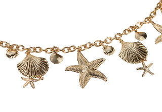 Thumbnail 2: True Love Accessories Women's Gold Seashell Chain Belt 