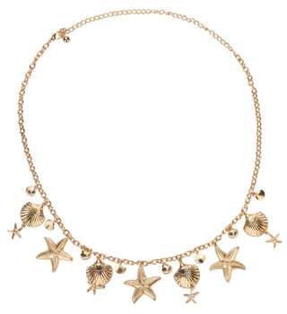 Thumbnail 1: True Love Accessories Women's Gold Seashell Chain Belt 