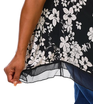 Thumbnail 6: AMANA Women's Plus Embossed Floral Print Chiffon Hem Top 