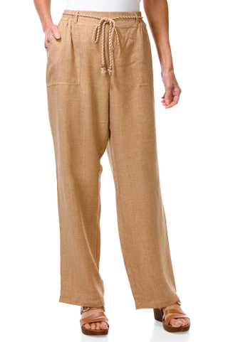 Thumbnail 1: Soho Apparel Women's 2 Pocket Wide Leg Rope Belt Pants 
