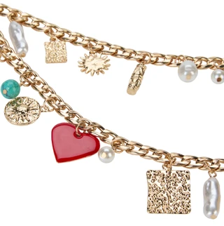 Thumbnail 2: True Love Accessories Women's Gold Chain Belt w/ Charms 