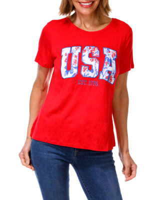 Thumbnail 1: ILU Women's Americana USA Applique Tee 