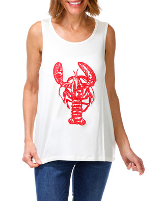 Thumbnail 1: Caribbean Joe Women's Embroidered Lobster Tank Top 