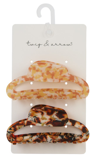 Thumbnail 1: TWIG & ARROW 2 Pk Marble Claw Clip Set 