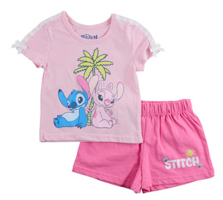 Thumbnail 1: STITCH Little Girl's 2 Pc Graphic Tee Skort Set 