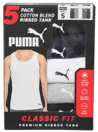 Thumbnail 1: Puma Men's 5 Pk Ribbed Tank Tops 