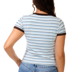 Thumbnail 3: Pink Rose Junior's Short Sleeve Stripe Ringer Tee 