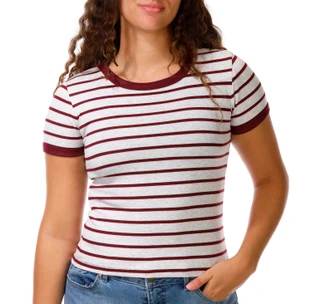 Thumbnail 1: Pink Rose Juniors' Short Sleeve Ringer Top 