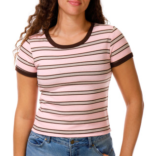 Thumbnail 2: Pink Rose Juniors' Short Sleeve Ringer Top 