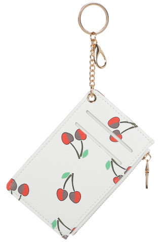 Thumbnail 2: Urban Expressions Cherry Print Zip Card Holder Wallet with Keychain 