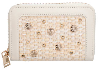 Thumbnail 1: Urban Expressions Woven Zip Around Wallet with Shell & Stud Details 