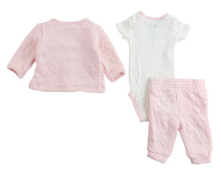 Thumbnail 2: HUGGIES Baby Girl's 3 Pc Bodysuit Cardigan Set 