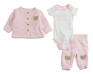 Thumbnail 1: HUGGIES Baby Girl's 3 Pc Bodysuit Cardigan Set 