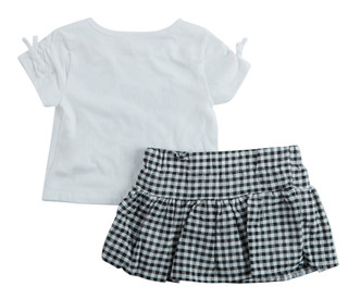 Thumbnail 3: Star Ride Toddler Girl's Short Sleeve Gingham Tee Skort Set 