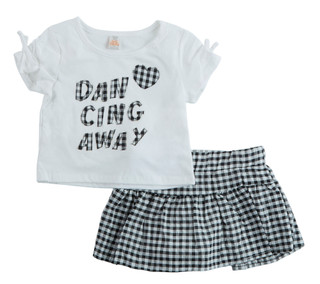 Thumbnail 1: Star Ride Little Girl's 2 Pc Gingham Tee Skort Set 