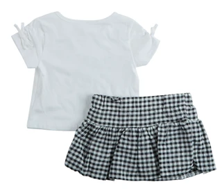 Thumbnail 3: Star Ride Little Girl's 2 Pc Gingham Tee Skort Set 
