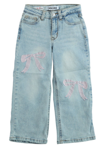 Thumbnail 1: Vigoss Little Girl's Wide Leg Bow Jeans 