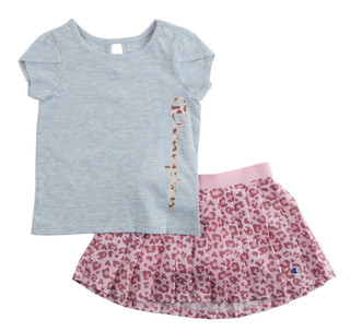 Thumbnail 2: Champion Toddler Girl's Short Sleeve Leopard Skort Set 