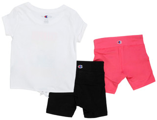 Thumbnail 2: Champion Toddler Girls Logo Tee Active Short Set 