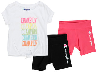 Thumbnail 1: Champion Toddler Girls Logo Tee Active Short Set 