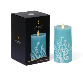 Thumbnail 2: Luminara Embossed Coral Pillar Candle 