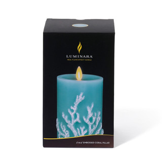 Thumbnail 4: Luminara Embossed Coral Pillar Candle 