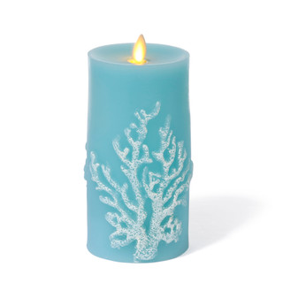 Thumbnail 6: Luminara Embossed Coral Pillar Candle 