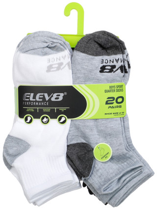 Thumbnail 1: ELEV8 Boy's 20 Pk Quarter Sport Socks 