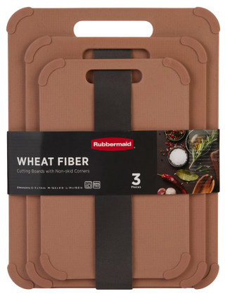 Thumbnail 1: Rubbermaid 3 Pc Wheat Fiber Cutting Board Set with Handles 