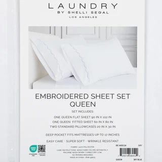 Thumbnail 2: LAUNDRY BY SHELLI SEGAL Queen Size 4 Pc Embroidered Sheet Set  
