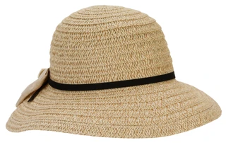 Thumbnail 1: Catherine Malandrino Women's Natural Back Face Framer w/ Black Trim & Bow 
