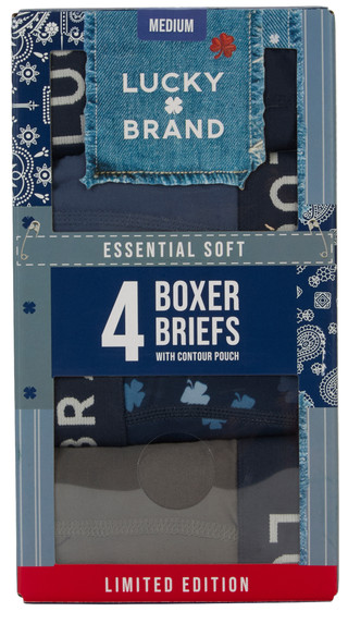 Thumbnail 1: Lucky Brand Men's 4 Pk Essential Soft Boxer Briefs w/ Contour Pouch 