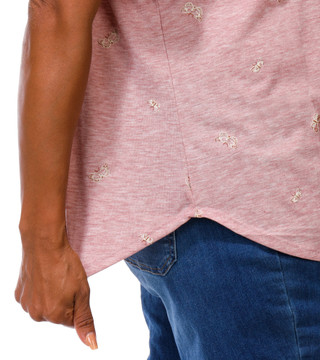 Thumbnail 5: Anneliese Women's Plus Embroidered Butterfly Cuffed Sleeve Top 