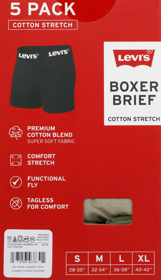 Thumbnail 2: Levi's 5 Pk Men's Cotton Stretch Boxer Briefs 