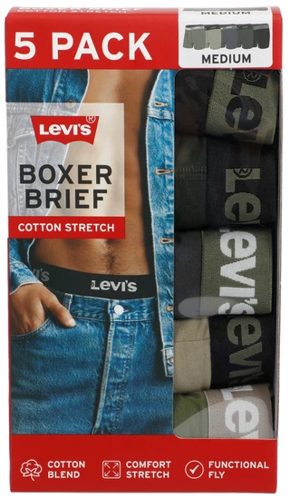 Thumbnail 1: Levi's 5 Pk Men's Cotton Stretch Boxer Briefs 