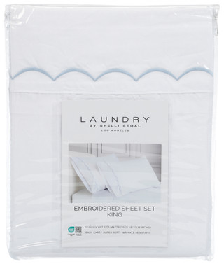 Thumbnail 1: LAUNDRY BY SHELLI SEGAL King Size 4 Pc Embroidered Sheet Set 