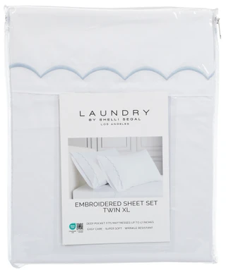 Thumbnail 1: LAUNDRY BY SHELLI SEGAL Twin XL Size 3 Pc Embroidered Sheet Set  