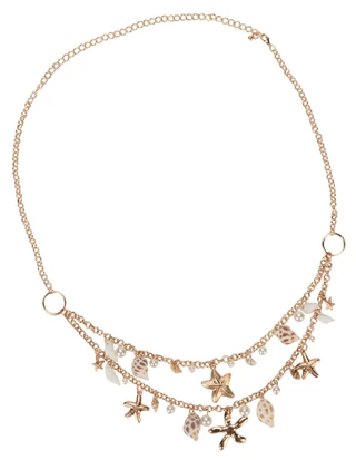 Thumbnail 1: True Love Accessories Women's Gold Seashell Chain Belt 