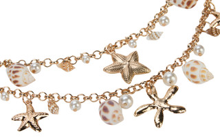 Thumbnail 2: True Love Accessories Women's Gold Seashell Chain Belt 