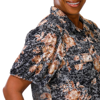 Thumbnail 2: Kate Park Women's Plus 2 Pocket Button Down Print Top 