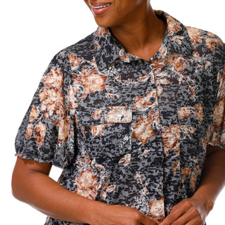 Thumbnail 3: Kate Park Women's Plus 2 Pocket Button Down Print Top 
