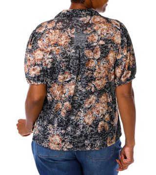 Thumbnail 4: Kate Park Women's Plus 2 Pocket Button Down Print Top 