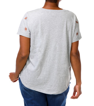 Thumbnail 2: Anneliese Women's Plus Short Sleeve Football Appliqué Tee 