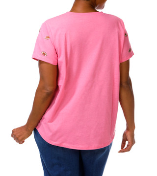Thumbnail 2: Anneliese Women's Plus Short Sleeve Football Appliqué Tee 