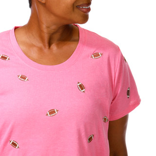 Thumbnail 3: Anneliese Women's Plus Short Sleeve Football Appliqué Tee 