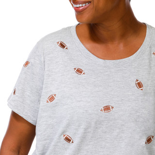 Thumbnail 3: Anneliese Women's Plus Short Sleeve Football Appliqué Tee 