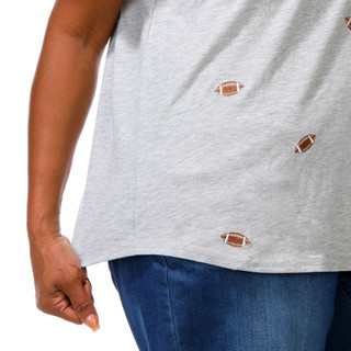Thumbnail 4: Anneliese Women's Plus Short Sleeve Football Appliqué Tee 