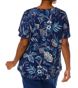 Thumbnail 4: Ava & Grace Women's Plus Flutter Sleeve V-Neck Print Top 